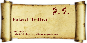 Hetesi Indira névjegykártya